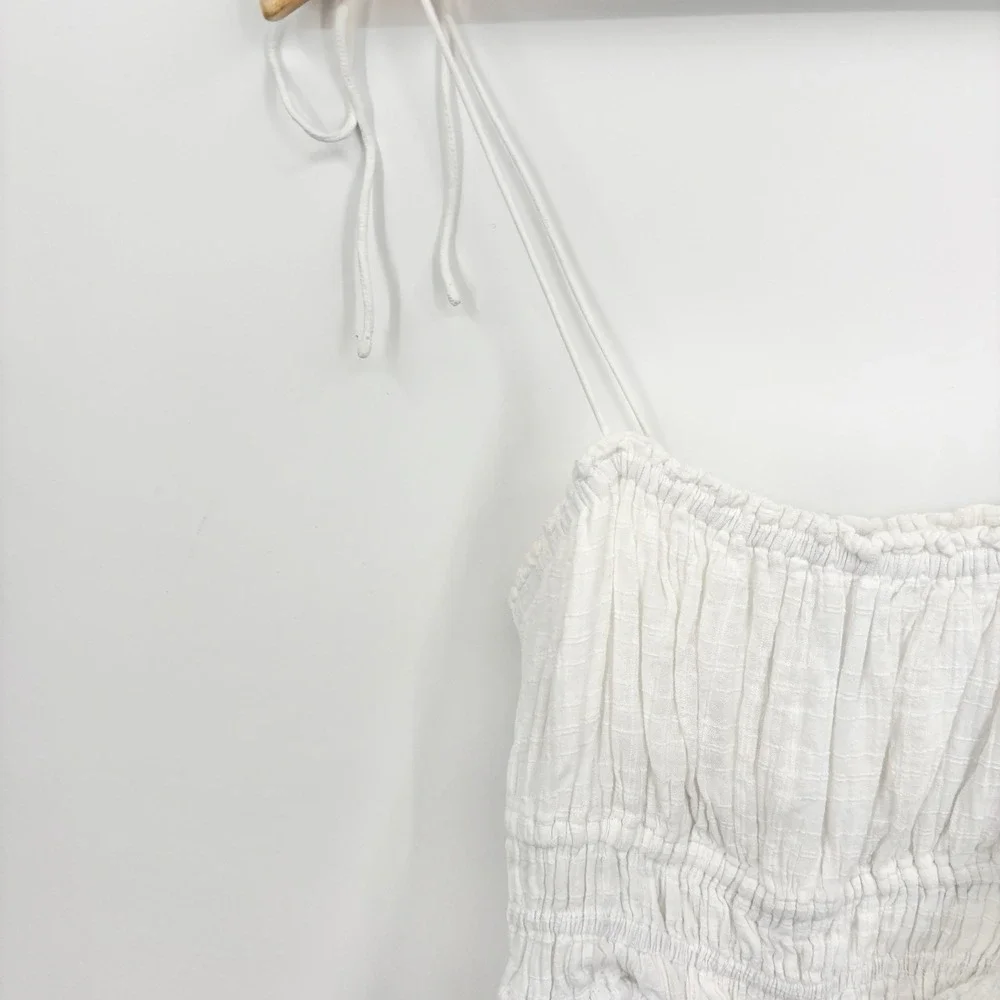 J Crew Clio Top Womens Small Milkmaid Coastal Boho Gauze Smocked Cottage Cotton - Picture 3 of 10